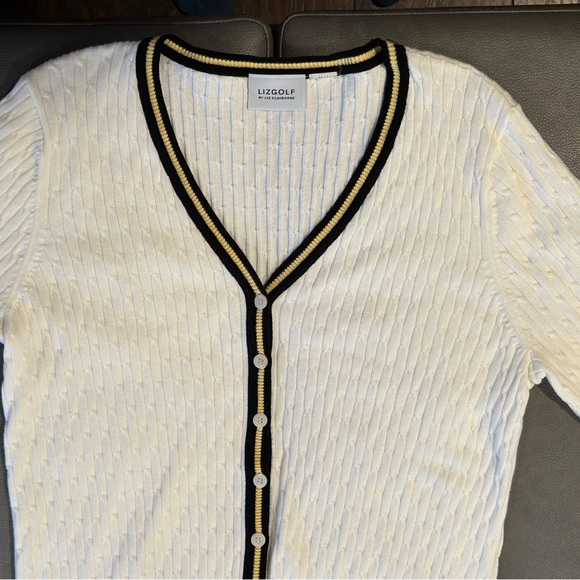 *Lizgolf by Liz Claiborne* Ivory Knit V-Neckline
Button Down Sweater/Cardigan - Picture 3 of 10
